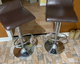 New Klein Adjustable Height Leather Barstools (2)