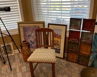 Framed & Metal Wall Art/Wood Side chair