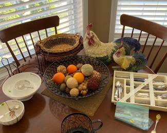 Mud Pie Shrimp Cocktail Set - Shrimpity Do Dah & Get Sauced/Mud Pie Hummus Where The Heart Is Bowl {New} /Stainless Flatware/Roosters/Baskets