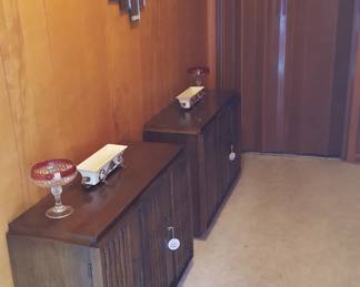 M C M consoles, 3 piece mirror clock set.