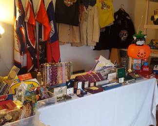 vintage tee shirts, flags costume jewelry.