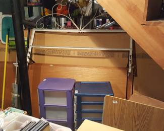 iron headboard, rolling storage carts 