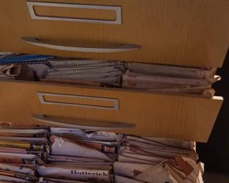 sewing patterns with metal storage cabinet 