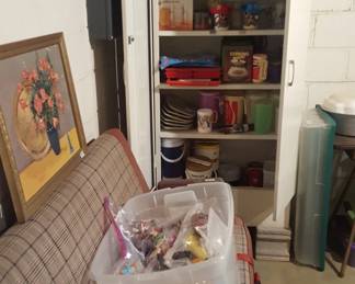 old van seat. bags o f McDonald's toys