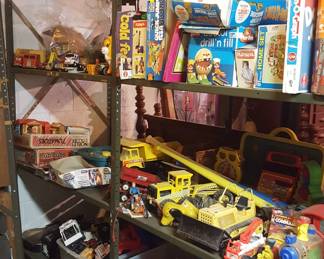 shelves of vintage toys 