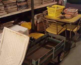 vintage Sears wagon, card table and 4 chairs (padded top and seats. 