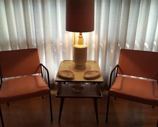 M C M iron frame chairs in pink. In very good condition.