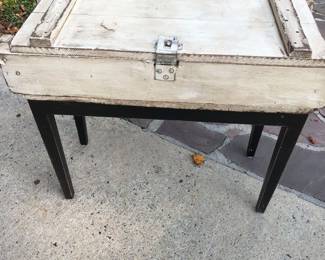Old ammunition box table