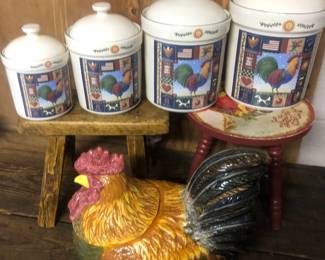 Rooster canister set, rooster cookie jar 