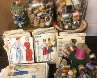 Vintage sewing patterns & thread