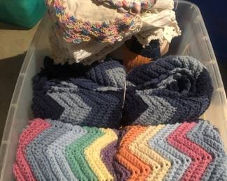 Afghans & old doilies 