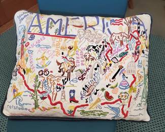 America embroided pillow from Cat Studio