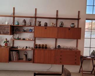 Lots of beautiful Mid Century pottery and glass and some records!