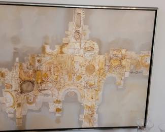 Mid Century Peter Dunn abstract oil on canvas framed painting!