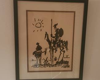 Pablo Picasso signed and dated 1955 Don Quixote framed art. We believe this to be an authentic original but we're not experts on this particular piece. More details about the piece in the sale description. If we find any further information we will post it. Thanks