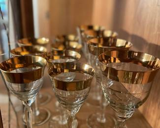 1960s Pasabahce Gold Rimmed Wine Glasses