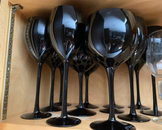Vintage Fostoria Black Onyx Water/Wine Glasses