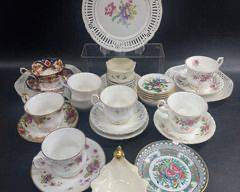 Vintage Schrvarzenhammer German Reticular Design Plates 3x; Royal Heritage Bone English China ; Old Country Rose, Lavender Rose Royal Albert Bone English China J.K Bavaria W German Coasters
