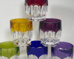 MCM MID CENTURY MODERN CRISTAL DE PARIS MULTICOLORED old Fashion Crystal Tumblers set of 6
