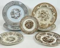 Antique Ironstone Transferware plate lot see all photos for makers
