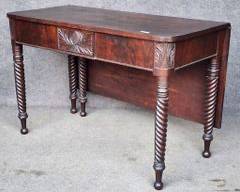 Antique 19840's Twist Leg Neo Classical Dropleaf Table
