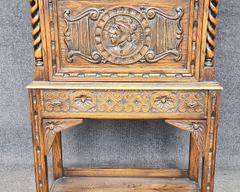 Fancy Antique Hand Carved Oak Desk - Needs Key
