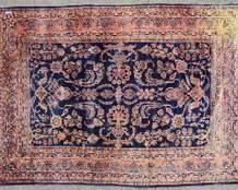 Antique Blue & Red Hand Knotted Persian Carpet
