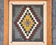 Original Native American Navajo Sand Painting of An Indian Rug
