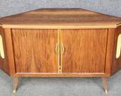 MCM Mid Century Modern Tambour Door Corner Stand
