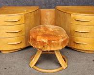 Heywood Wakefield MCM Mid Century modern Art Deco Vanity with Stool
