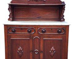 Antique Victorian Tall Back Marble Top Walnut Server - Fantastic Piece!

