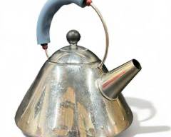 Vintage Alessi Tea Kettle Michael Graves Red Bird Blue Handle INOX 18/10 MCM
