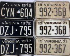 Vintage 1971-72 Virginia Black and White License Plates
