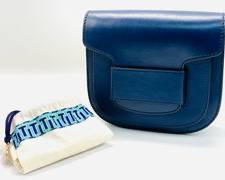 TORI BURCH Modern Buckle Saddle Bag, Navy Blue, W Dust Bag Included, In Excellent Overall Preowned Condition
