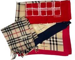 BURBERRY LONDON 3 Silk Scarves and Cashmere Scarf Made in England
