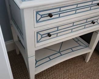 White with blue design side table