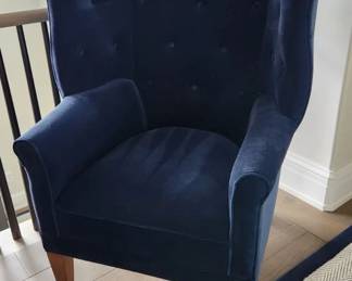 Blue winged accent chair