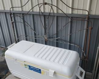 Large Cooler, Vintage Metal Headboard
