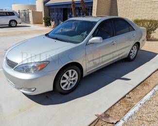 2003 TOYOTA CAMRY XLE 4-DOOR SEDAN
VIN: #JTDBF30K030111257
MILEAGE - APPROX. 48,350
CLEAN TITLE