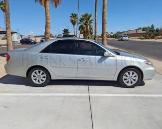 2003 TOYOTA CAMRY XLE 4-DOOR SEDAN
VIN: #JTDBF30K030111257
MILEAGE - APPROX. 48,350
CLEAN TITLE