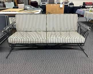 WOODARD IRON PATIO GLIDER, 3 SEATER
GREAT QUALITY!
STRIPED CUSHIONS - WEATHERED