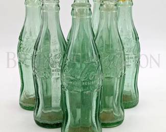 (7) COCA-COLA GLASS BOTTLES 8" T COCA-COLA LOGO