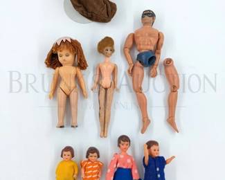 (7) VINTAGE DOLLS 3" - 8.5" T 1974 MEGO CORP. 1970 TOPPER