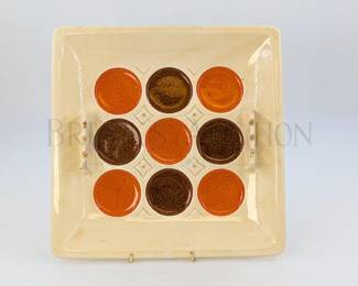 MID-CENTURY MODERN POTTERY ASHTRAY
MARKED ON BOTTOM - "A-50, USA"
11.5"