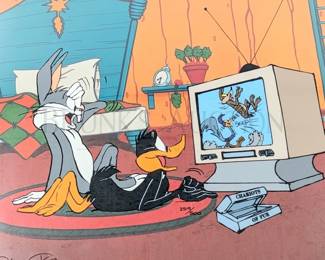 CHUCK JONES (1912-2002) HAND-SIGNED LIMITED EDITION ANIMATION CELL W/ BACKGROUND
"JUST FUR LAUGHS"
W/ CERTIFICATE OF AUTHENTICITY
ARTIST HAND-SIGNED AND NUMBERED #259/500
13.5" X 16.5"