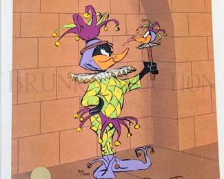 CHUCK JONES (1912-2002) HAND-SIGNED LIMITED EDITION ANIMATION CELL W/ BACKGROUND
"RUDE JESTER"
W/ CERTIFICATE OF AUTHENTICITY
ARTIST HAND-SIGNED AND NUMBERED #80/500
10.5" X 12.5"