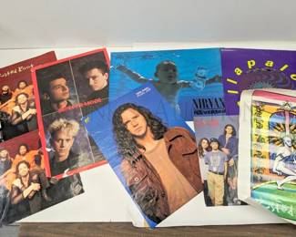 (8) VINTAGE BAND POSTERS VARIOUS SIZES AND CONDITIONS RUSTED R...