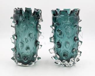 (X2) ART GLASS VASES, BLUE 9" T SIMILAR FOUND ONLINE - $175.00/...