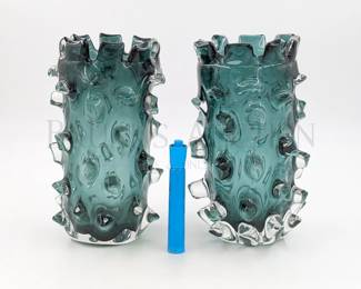 (X2) ART GLASS VASES, BLUE 9" T SIMILAR FOUND ONLINE - $175.00/...