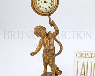 LALIQUE CRYSTAL STORE DISPLAY & (2) STATUES
(1) LALIQUE CRYSTAL STORE DISPLAY, 4", * CHIPPED *
(1) NEW HAVEN CHEROB DESK CLOCK, 10.5", * CLOCK NOT ATTACHED *
(1) VICTORIAN WRITING CHEROB PAPERWEIGHT, 4.5", * WING/FEATHER BROKEN *